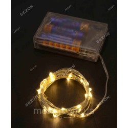 Роса на батарейках 50 LED 5м, білий теплий