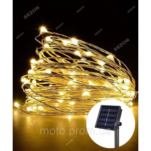 РОСА на соняч батареї 100 LED, 10м, теплий білий