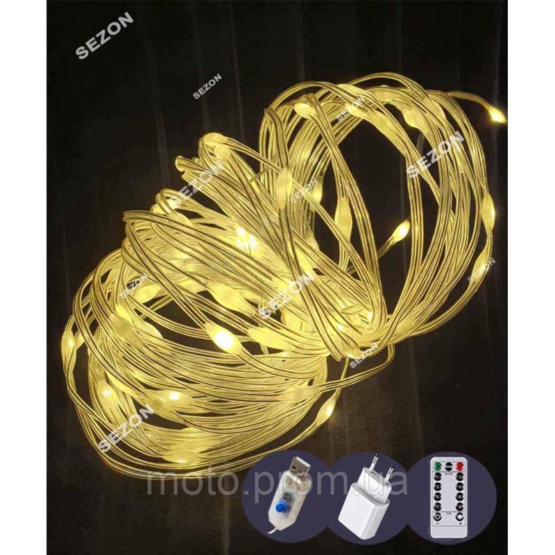 РОСА люкс100 LED (крупная лампочка) 10м, теплий білий