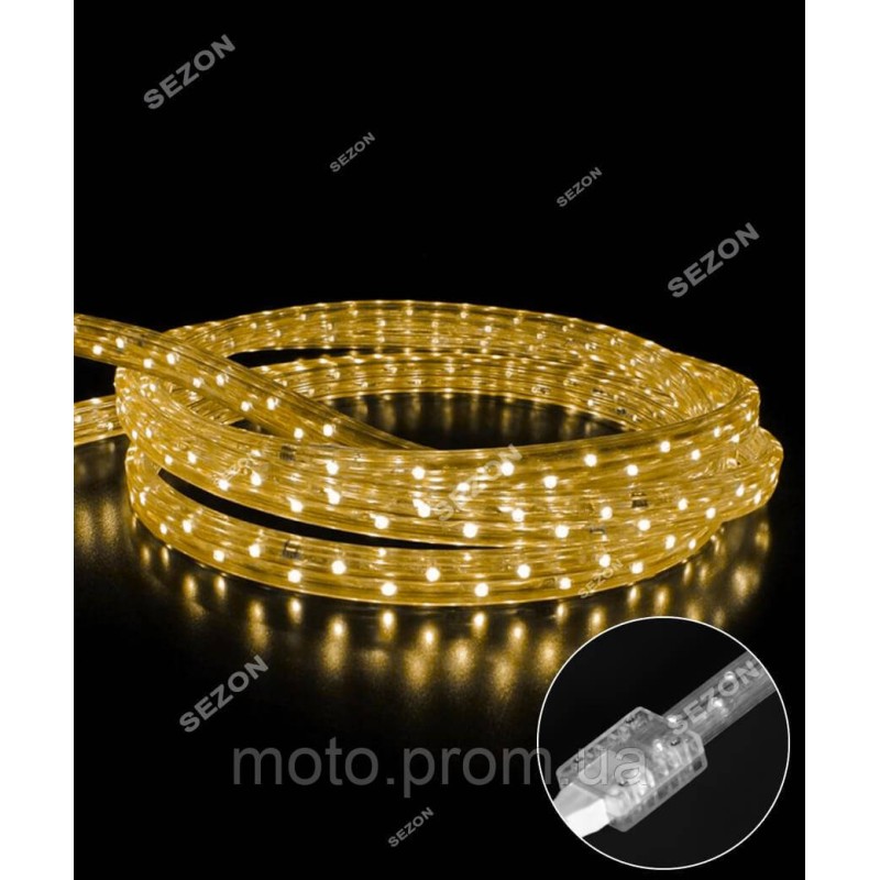 КВАДРАТНИЙ дюралайт 3-жильн LED 10м, теплий білий