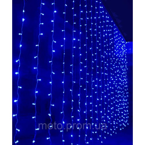 Штора 200 LED 3м*2м, (12 ліній) синя