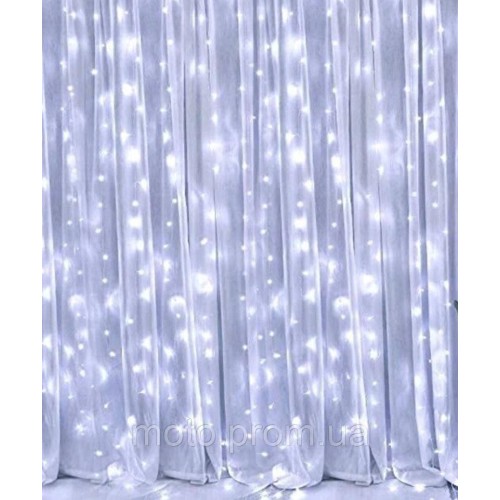 Штора 200 LED 3м*2м (12 ліній) білий