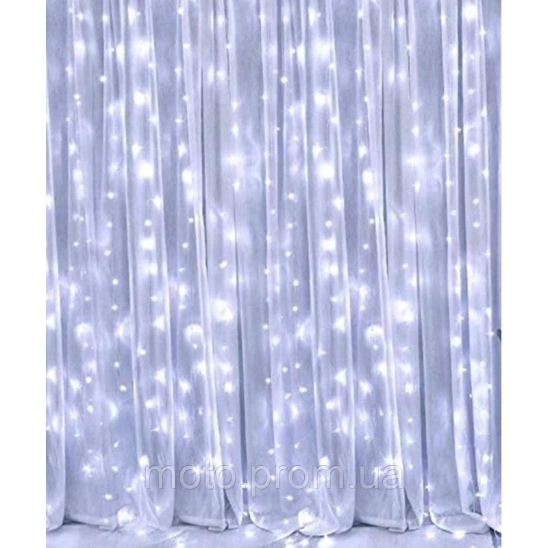 Штора 200 LED 3м*2м (12 ліній) білий