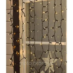 Вулична штора 450 LED 3м*3м, чорний каучук 3.3мм, білий теплий (статична)
