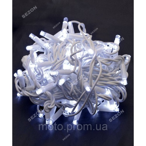 Вулична 100 LED, 10м, білий каучук 3,3мм, білий