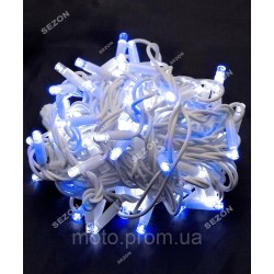 Вулична 100 LED, 10м, білий каучук 3,3мм, синьо-білий