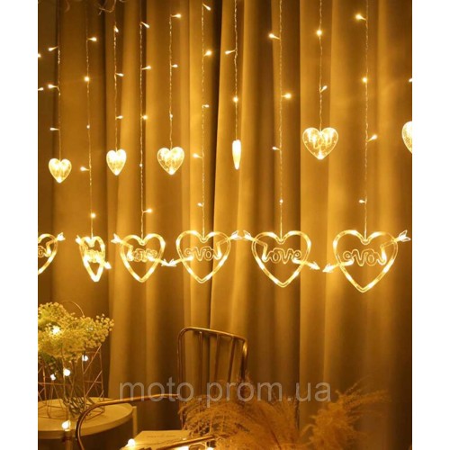 Штора СЕРЦЯ-LOVE 12шт, 3м*1м білий тепл