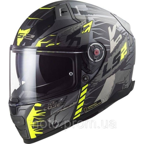 LS2 FF811 Vector 2 Techbot Matt Titanium Hi-Vis Yellow (L) XL