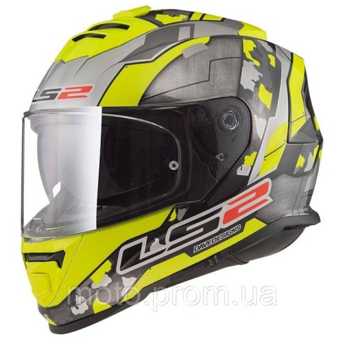 LS2 FF800 Storm 2 Cyborg Hi-Vis Yellow Grey (L) XL