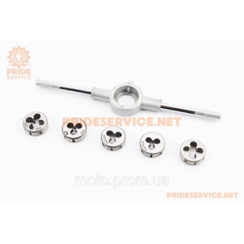Набор плашек с держателем d-M4/M5/M6/M8/M10 (15-0406)