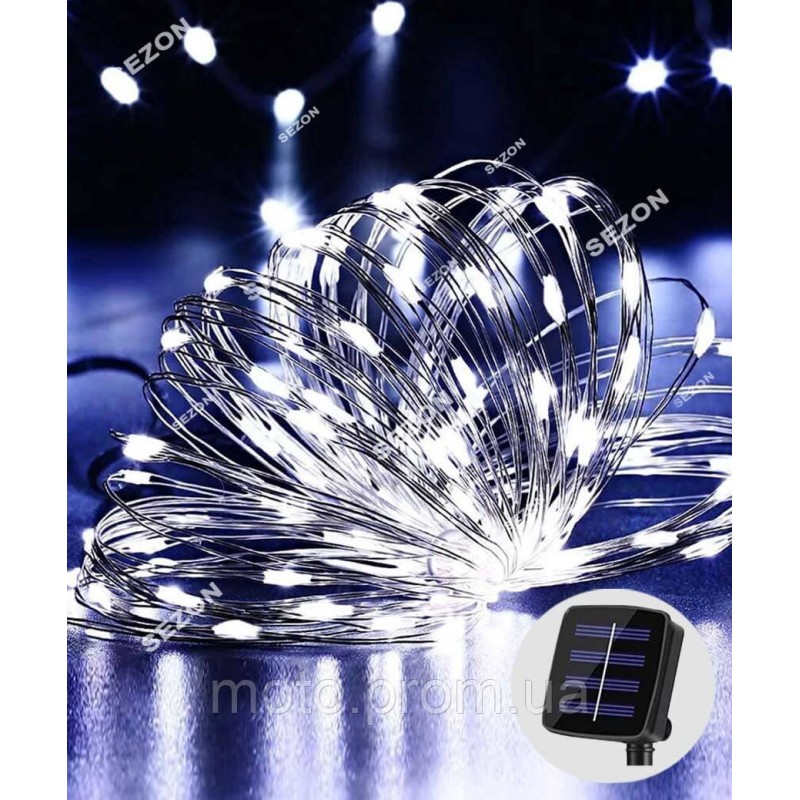 РОСА на соняч батареї 100 LED 10м, білий