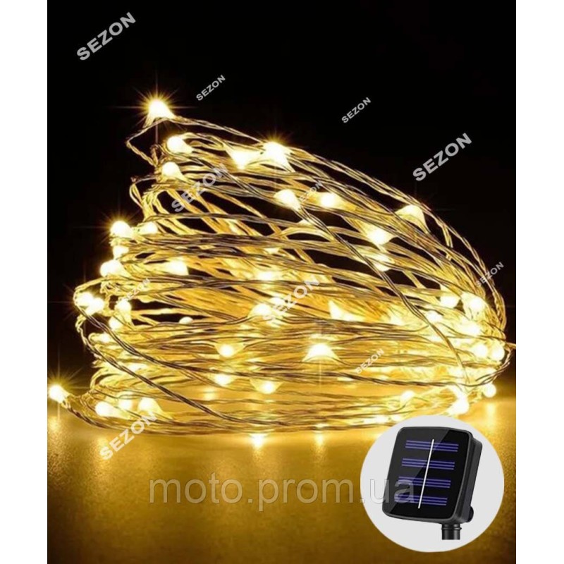РОСА на соняч батареї 300 LED, 30м, теплий білий
