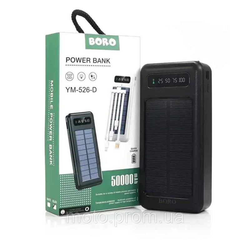 Повербанк 10000mAh 1USB Підставка+ Ліхтарик+ Кабель Lightning+ Micro+Type-C (білий) YM-5626-D