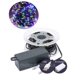 Роса на катушці 1000 LED 100м зелений провід, 8 режимів +USB, мульті