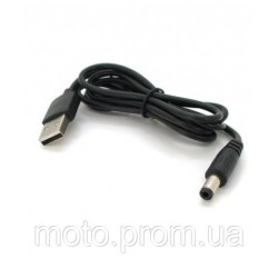 Кабель живлення 5V, USB - DC 5.5/2.5mm, чорний