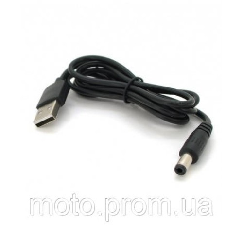 Кабель живлення 5V, USB - DC 5.5/2.5mm, чорний