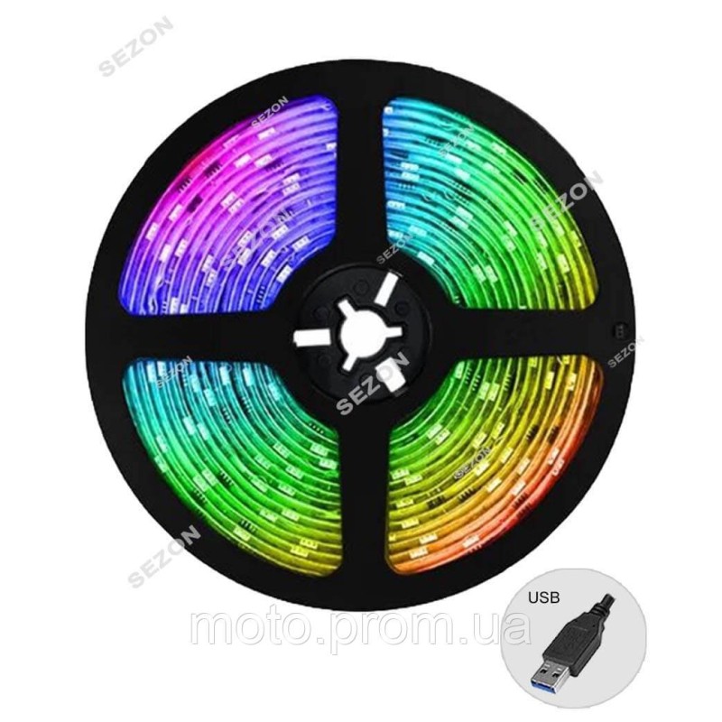 LED Стрічка 5050, 5м USB, з керуванням через смартфон, RGB (50)