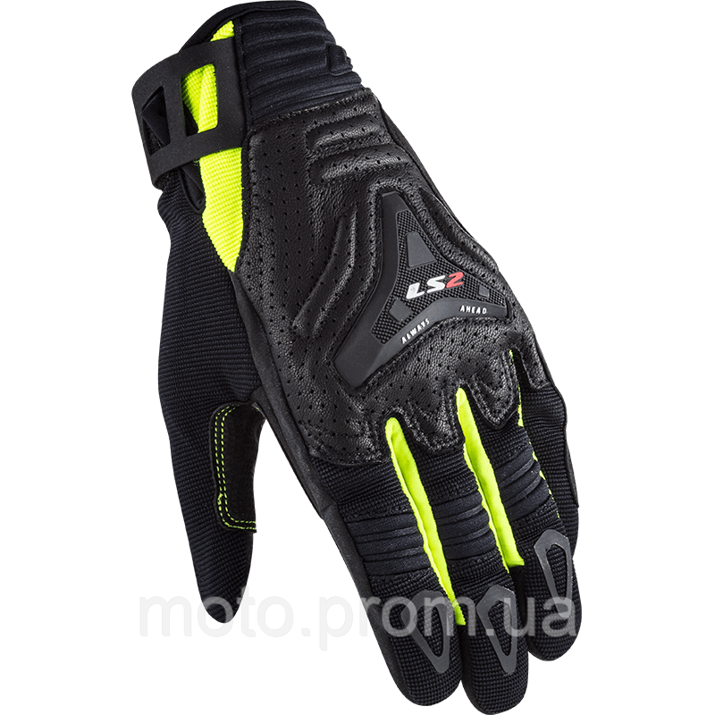 LS2 All Terrain Man Gloves Black Hi-Viz Yellow (L)