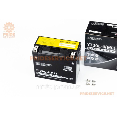 Акумулятор 12V20Аh YT20L-4(MF) кислотний (L175*W85*H155мм)