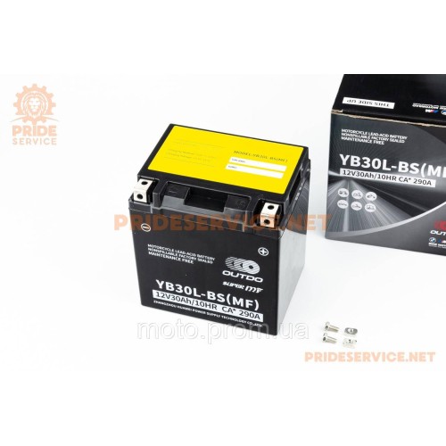 Аккумулятор 12V30Аh YB30L-ВS(MF) кислотный (L166*W127*H175мм)