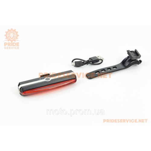 Ліхтар задній 100 lumen, Li-ion 3.7V 500mAh зарядка від USB, вологозахисний, чорно-білий RPL-2266