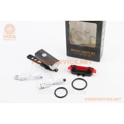 Фонарь передний 300 lumen+задний 15 lumen, Li-ion 3.7V 330mAh зарядка от USB, влагозащитные к-кт, CYGM-2218 Фонарь передний 300 lumen+задний 15 lumen, Li-ion 3.7V 330mAh зарядка от USB, влагозащитные к-кт, CYGM-2218