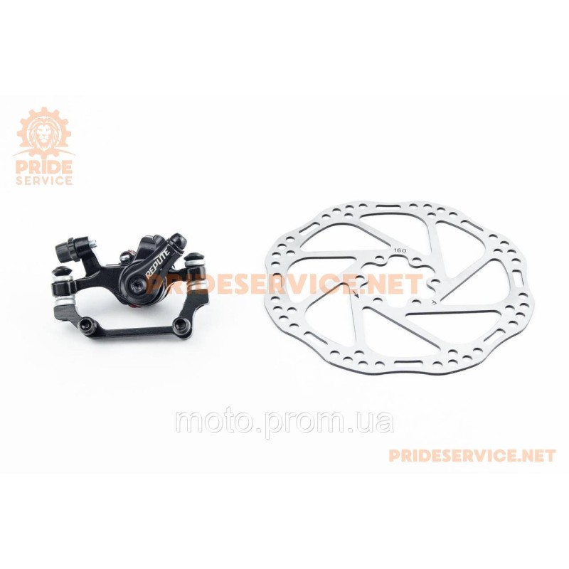 Тормоз Disk-brake задний (F180/R160мм)+диск 160мм, крепл. 6 болтов, чёрный DSC-310/RPT005