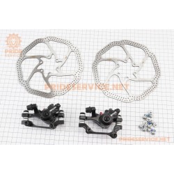Гальмо Disk-brake переднє (F160/R140мм)+заднє (F180/R160мм), диски 160мм, кріпл. 6 болтів, чорні Гальмо Disk-brake переднє (F160/R140мм)+заднє (F180/R160мм), диски 160мм, кріпл. 6 болтів, чорні