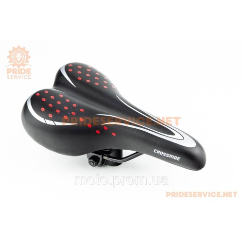 Сидіння MTB 265x150мм, чорно-сіро-червоне CROSSRIDE BSK-143A