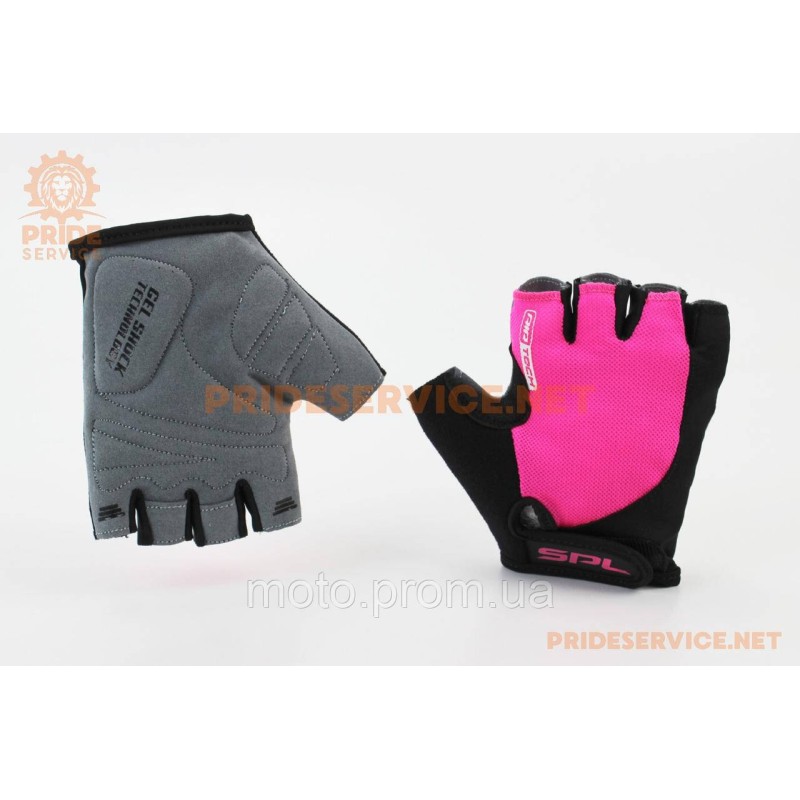 Перчатки без пальців XS з гелевими вставками під долоню, чорно-рожеві SBG-1457