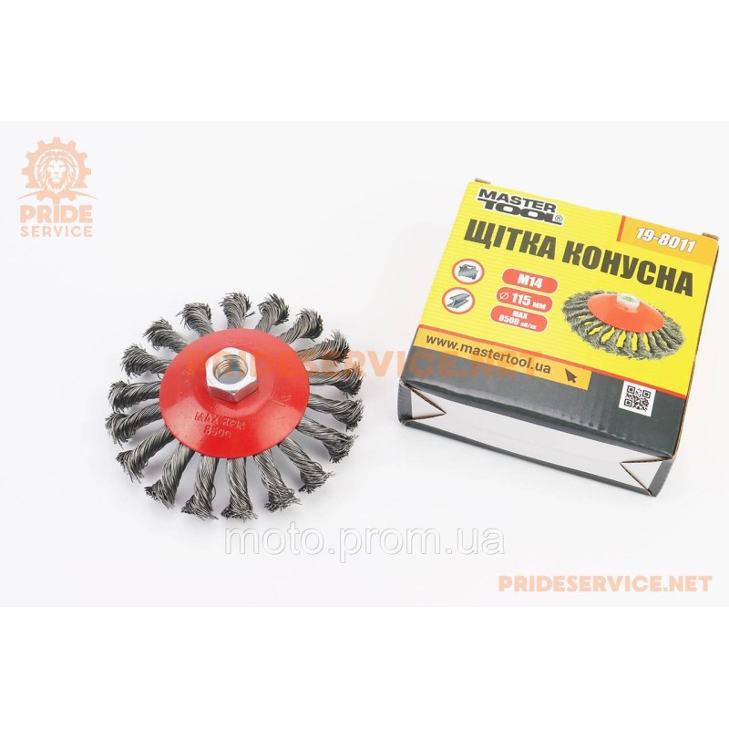 Щетка конусная М14 D-115мм из плетеной проволоки (19-8011)
