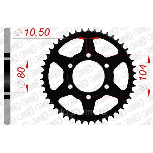 Зірка AFAM Steel Sprocket 520 [Black] 46z
