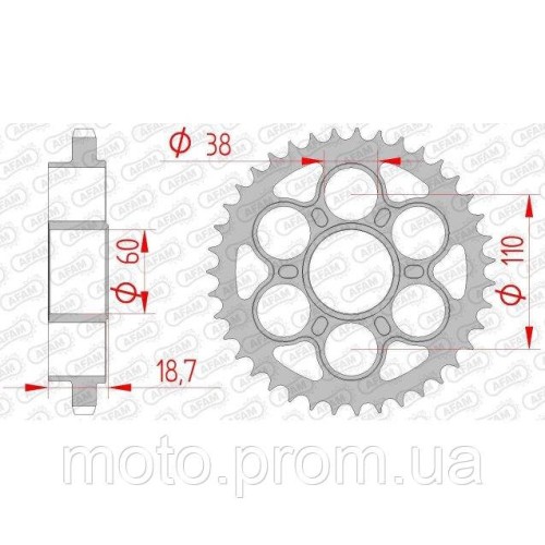 Зірка AFAM Steel Sprocket 525 - Ducati [Silver] 39z