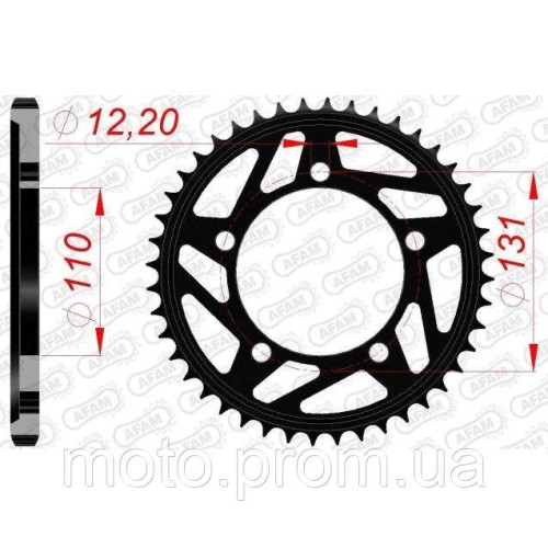 Зірка AFAM Steel Sprocket 525 [Black] 44z