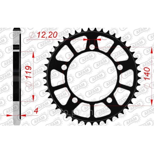 Зірка AFAM Steel Sprocket 525 [Black] 44z