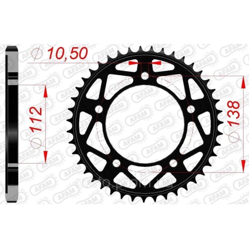 Зірка AFAM Steel Sprocket 525 [Black] 45z