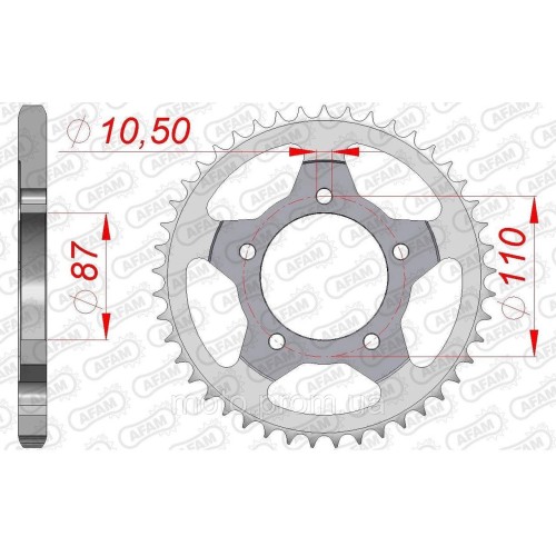 Зірка AFAM Steel Sprocket 525 [Silver] 48z
