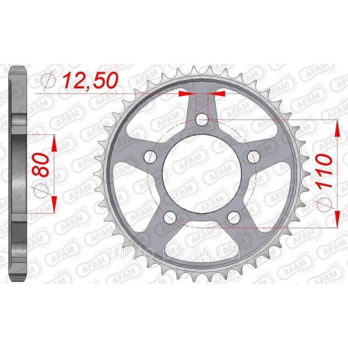 Зірка AFAM Steel Sprocket 525 [Silver] 42z