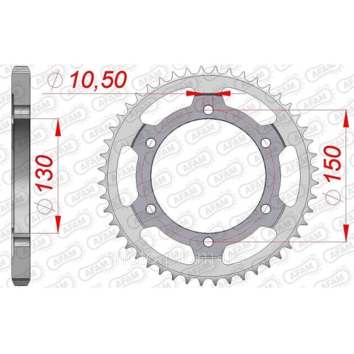 Зірка AFAM Steel Sprocket 525 [Silver] 47z