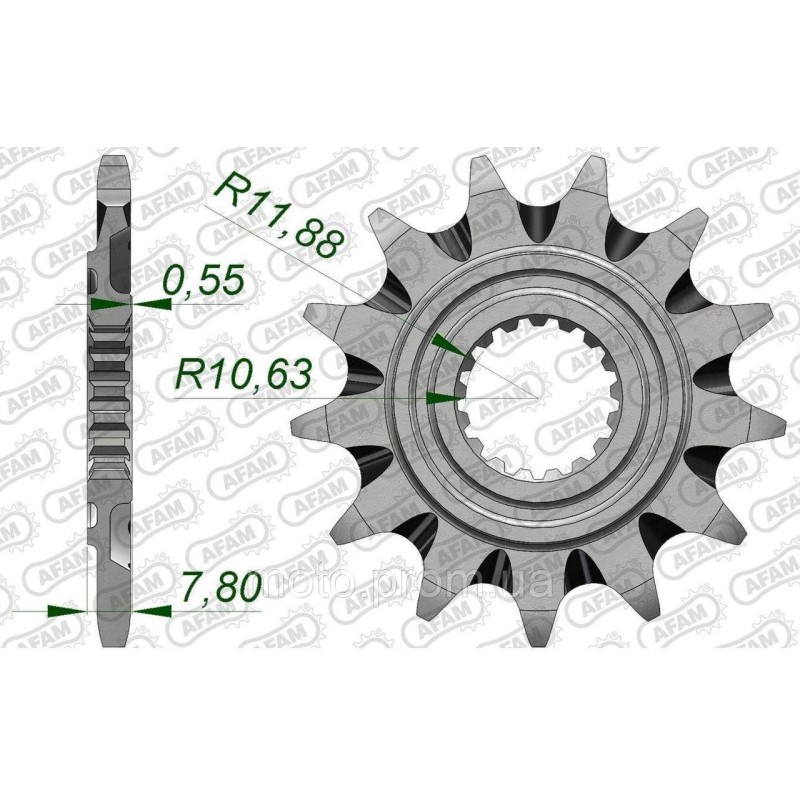 Зірка AFAM Grooved Chainwheel 520 - Honda 13z