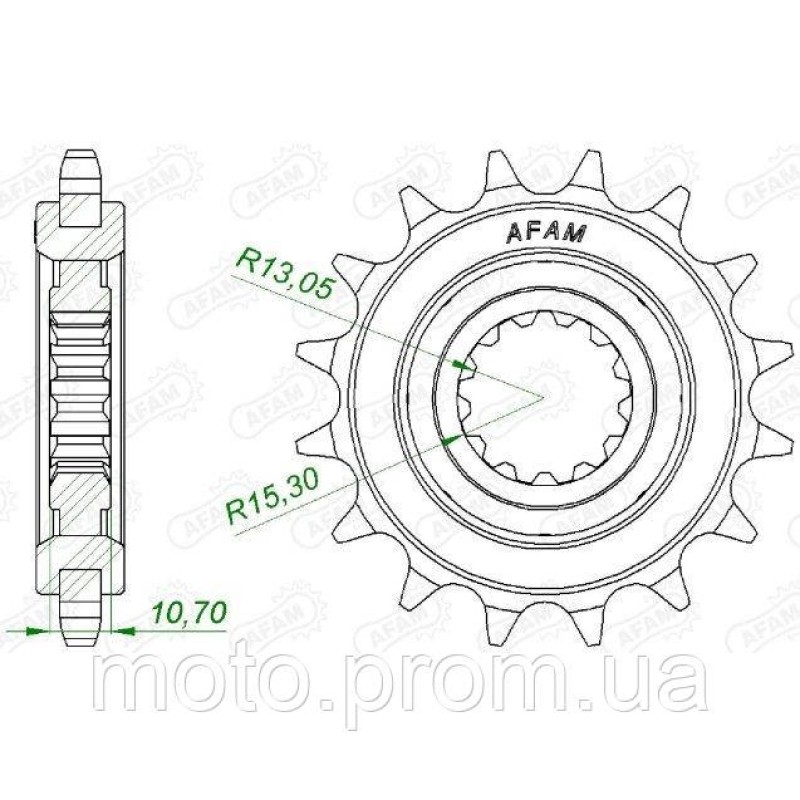 Зірка AFAM Shaft Sprocket 525 Rubber 16z