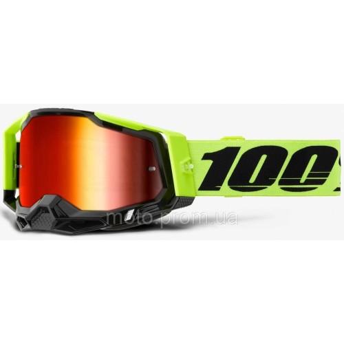 Окуляри 100% RACECRAFT 2 Goggle Neon Yellow - Mirror Red Lens Mirror Lens