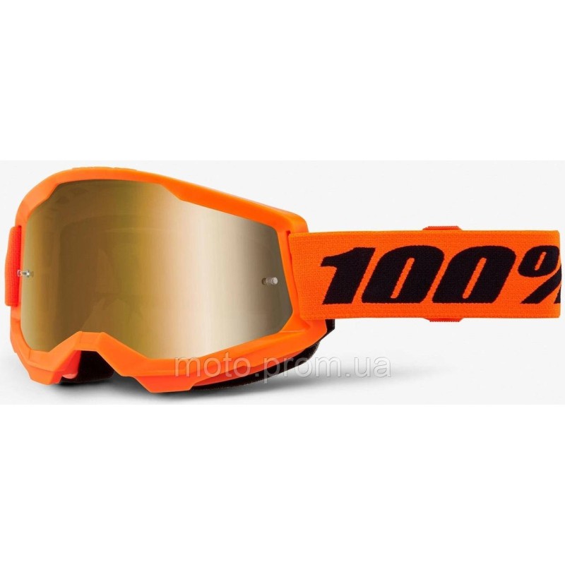 Окуляри 100% STRATA 2 Goggle Neon Orange - Mirror Gold Lens Mirror Lens