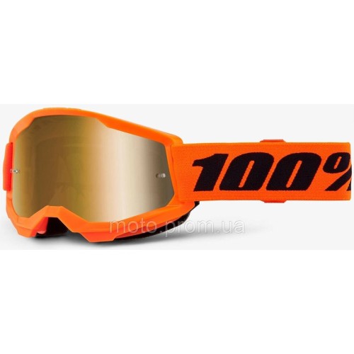 Дитячі окуляри 100% STRATA 2 Youth Goggle Neon Orange - Mirror Gold Lens Mirror Lens