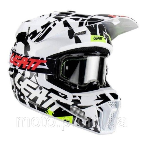 Шолом LEATT Helmet Moto 3.5 + Goggle [Zebra] S