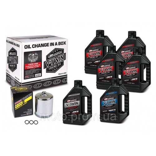 Комплект Maxima V-TWIN TWIN-CAM Oil Change Kit - Syntetic [Chrome] 20w-50