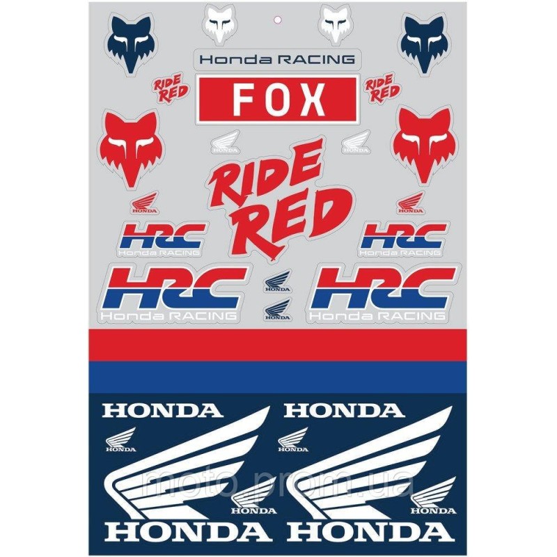 Лист наліпок FOX HONDA TRACK PACK 12