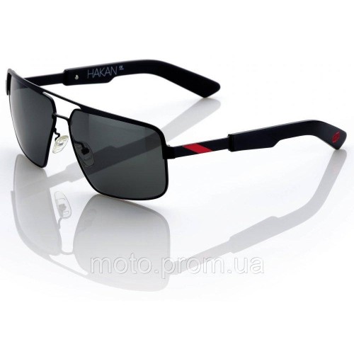 Окуляри 100% HAKAN Sunglasses - Matte Black - Grey Tint Mirror Lens