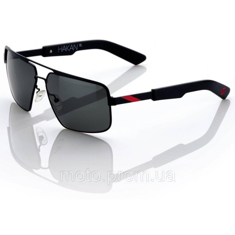 Окуляри 100% HAKAN Sunglasses - Matte Black - Grey Tint Mirror Lens