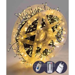 Роса-феєрверк 50m 1500LED, зелений провід, 8 режимів +USB, пульт ДК, теплий білий (50)